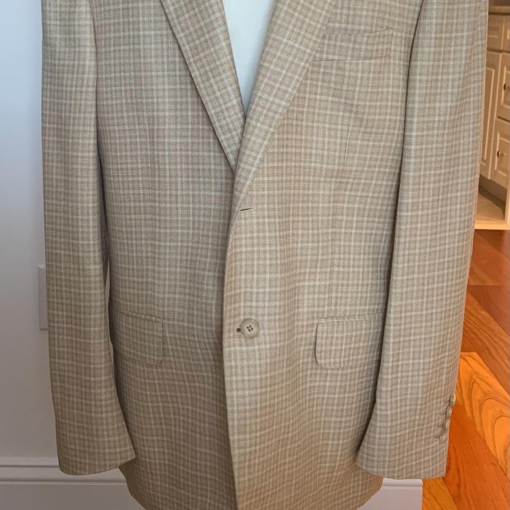 BEIGE PLAID CORNELIANI SPORTS JACKET SAKS FIFTH AVENUE MADE IN ITALY